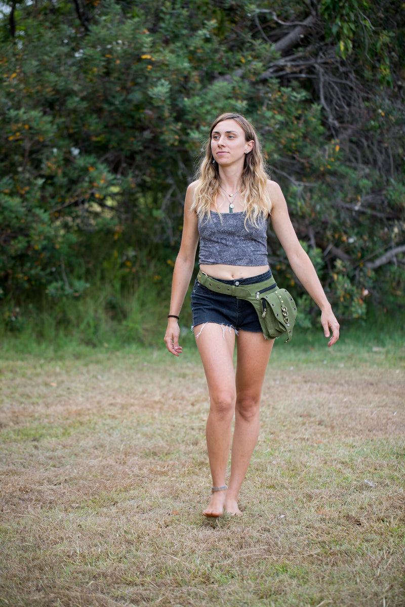 Unisex Canvas Bum Bag, Vegan Fanny shop Pack, Hippie Urban Festival Pouch