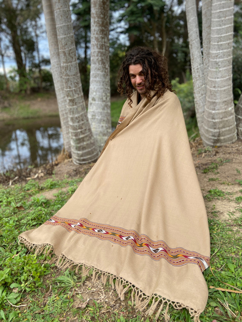 Brown large embroidery shawl Meditation Shawl, throw for sofa, kashmiri shawl for mother of the bride, winter wrap for men, outlet fall scarves