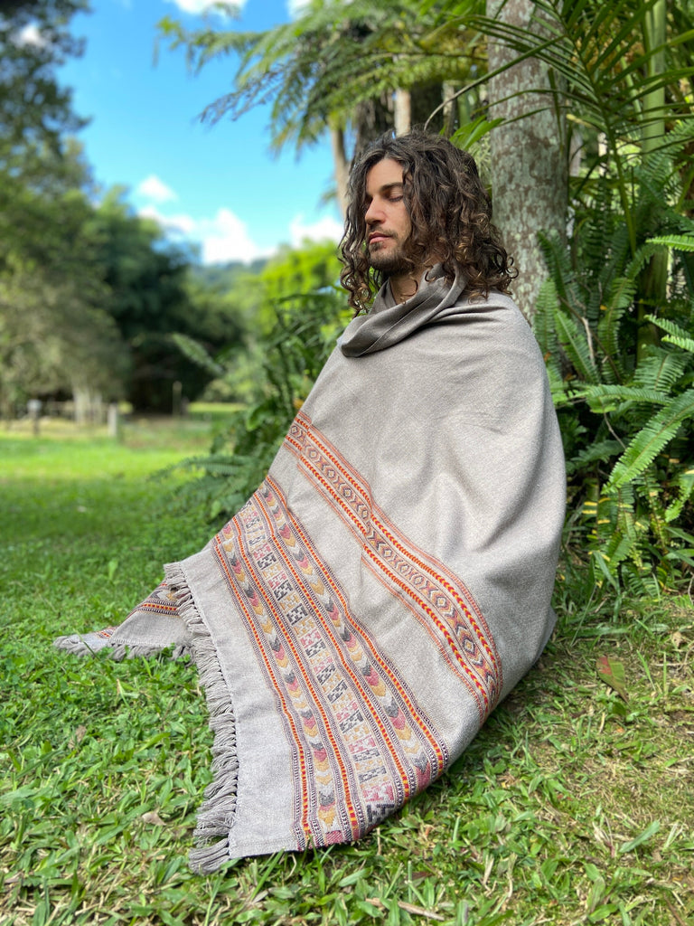 SAMADHI Meditation Prayer Shawl Chai Brown Blanket Cashmere Yak