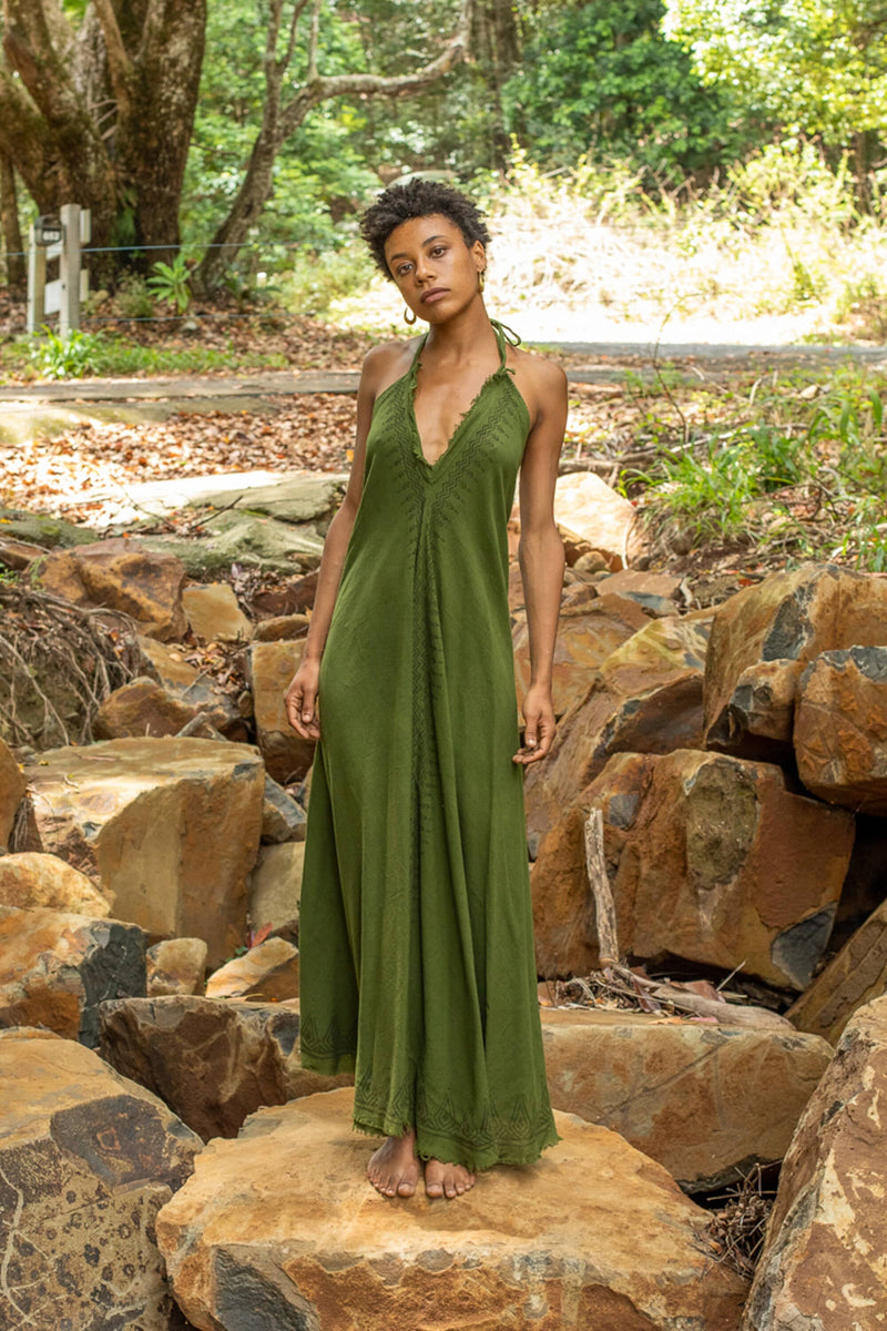 Robe vert en buy cotton